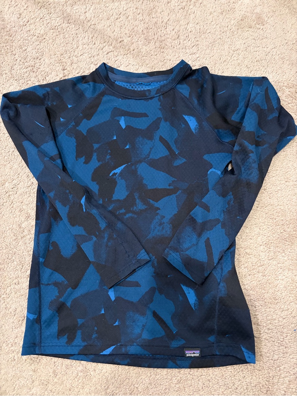 Patagonia Kids' Blue Camo Long-Sleeve Base Layer Shirt